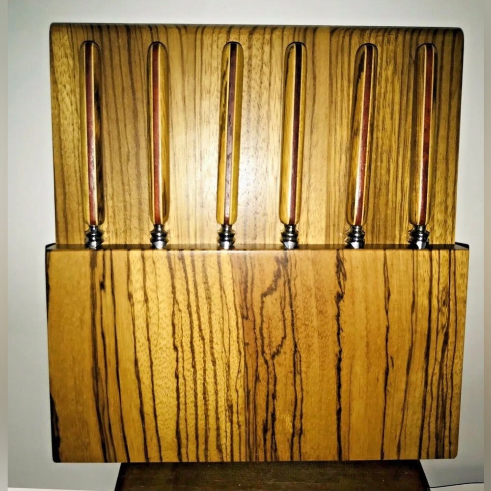 New Wood Handmade Knives in Wood Rack Craft 6 Sheffield Stainless Steel Knives